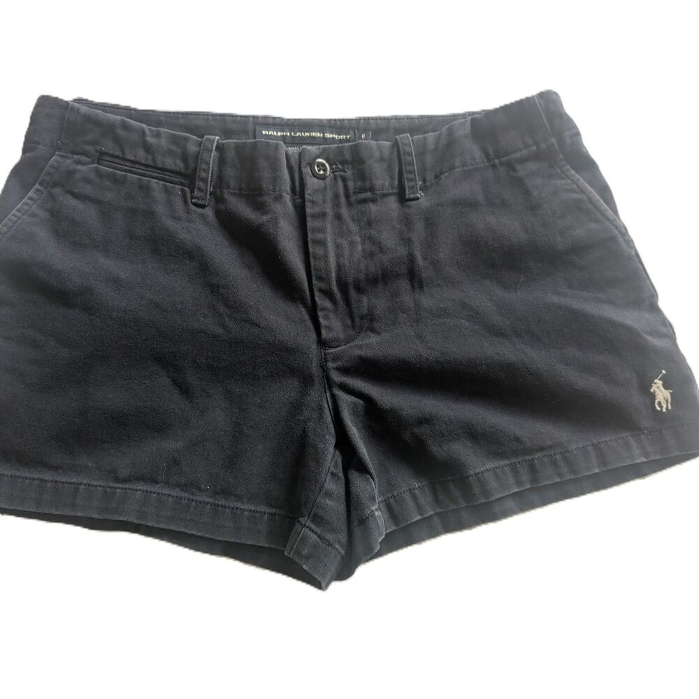 Ralph Lauren Sport Women’s Black Cotton Shorts Size 6 Logo Casual